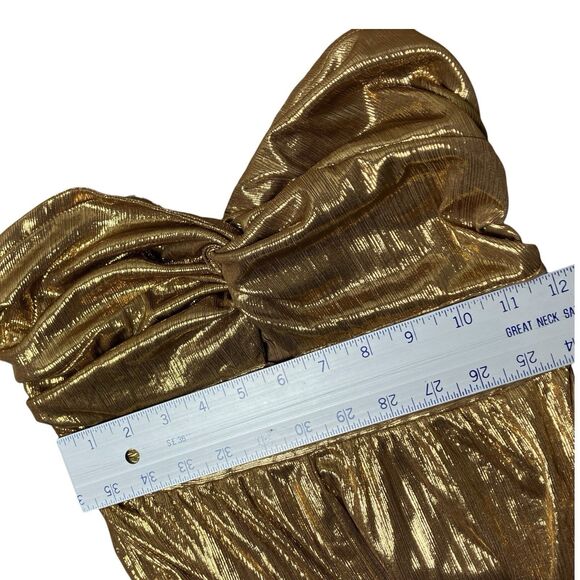Gold Metallic Strapless Wide Leg Jumpsuit Womens S 28” Inseam NYE Party - Picture 8 of 13